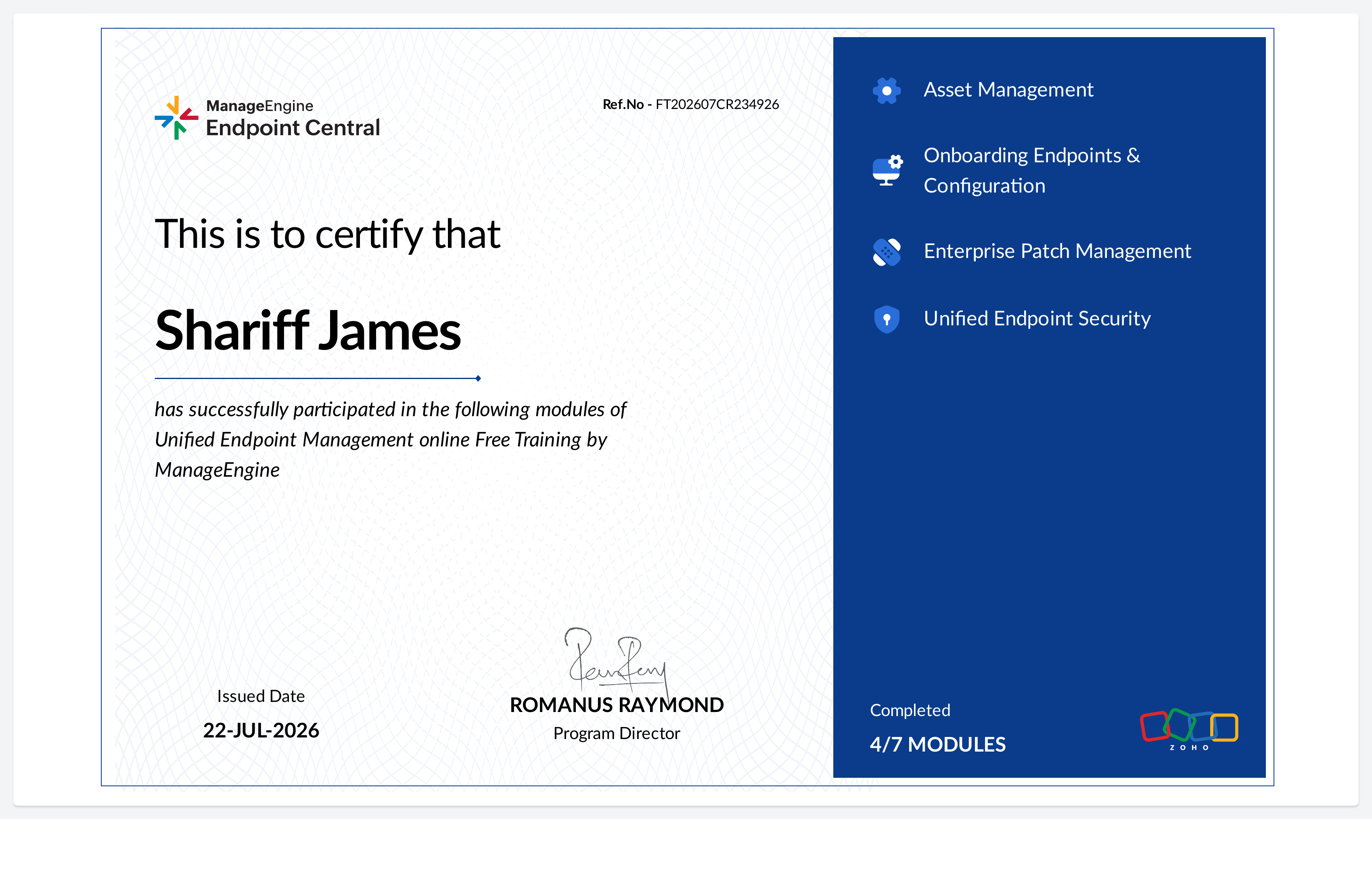ManageEngine Endpoint Central Certificate
