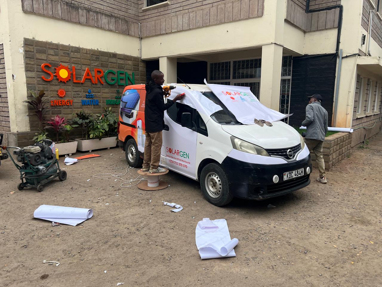 SolarGen van wrap in progress