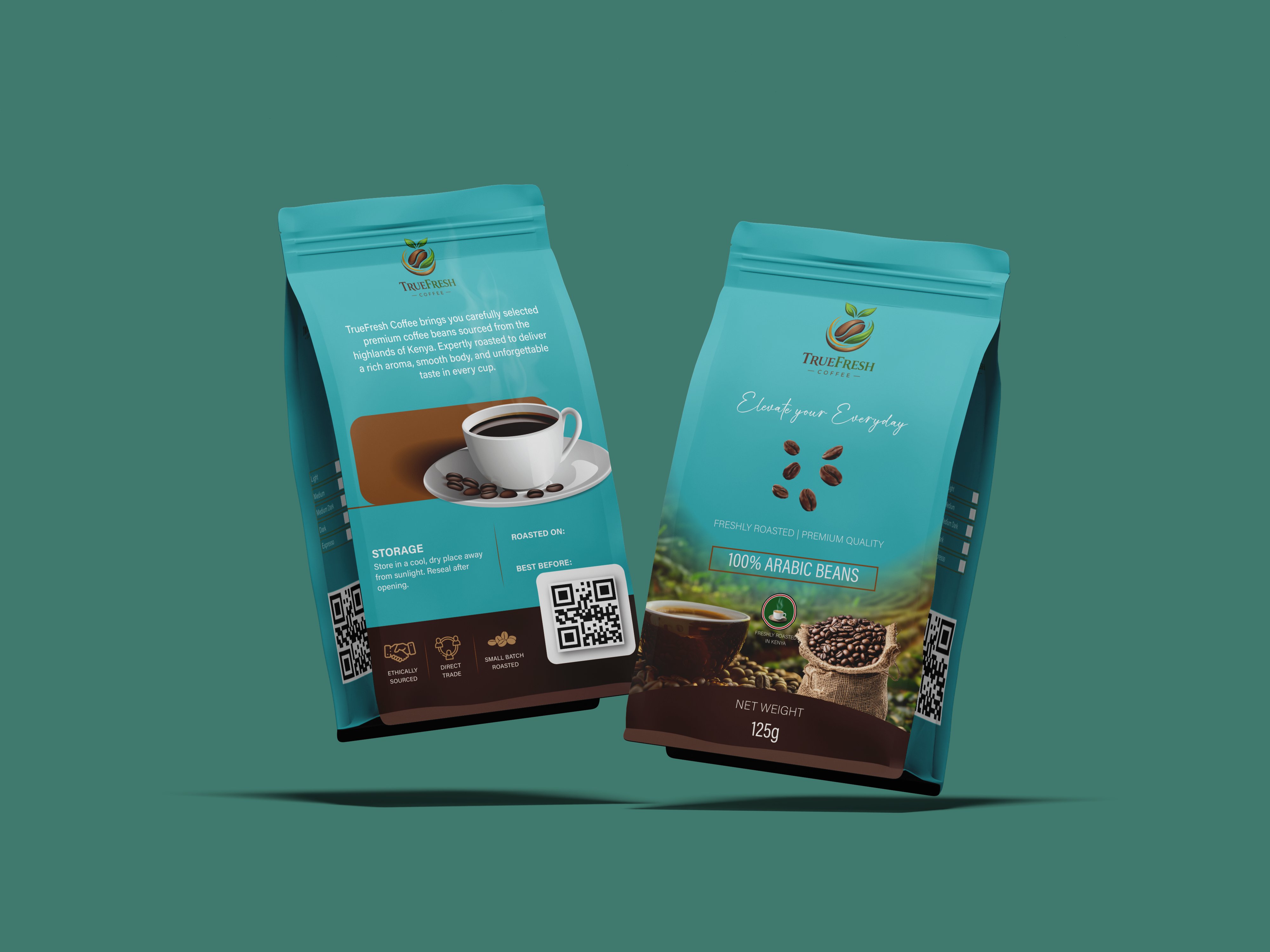 TrueFresh Coffee blue packaging